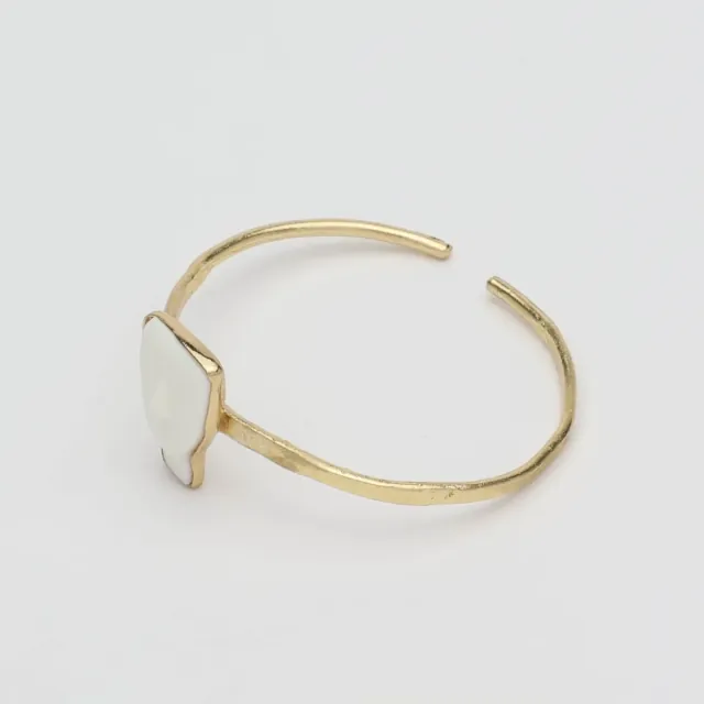 Women's Handmade Visage Cuff Bracelet | GB1841 Kalliope Brass-Ivory Resin
