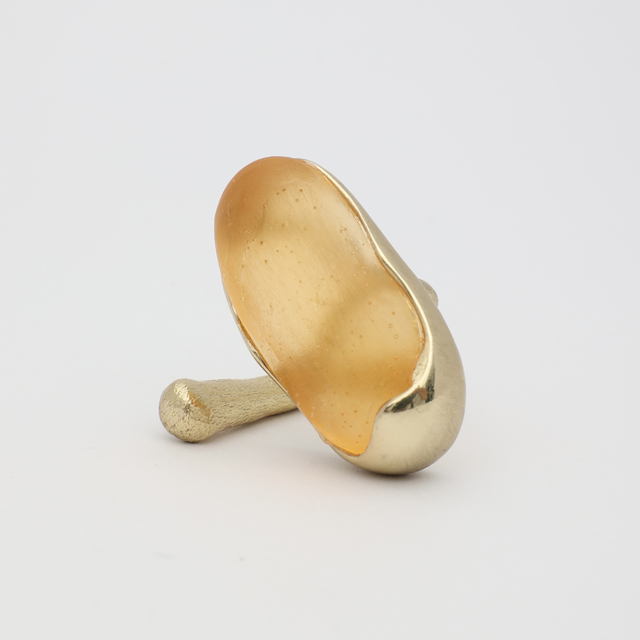  Women's Handmade Ring Earthpulse | GD1827 Kalliope Brass-Orange Cast Resin