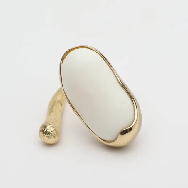 Earthpulse Women's Handmade Ring | GD1827 Kalliope Brass-Black Cast Resin
