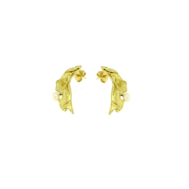 Women's Handmade Earrings Delight | GS1416 Kalliope Brass Pearl