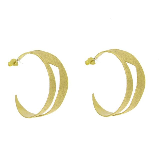 Women's Handmade  Loop Hoops Earrings GS1493 Kalliope Brass