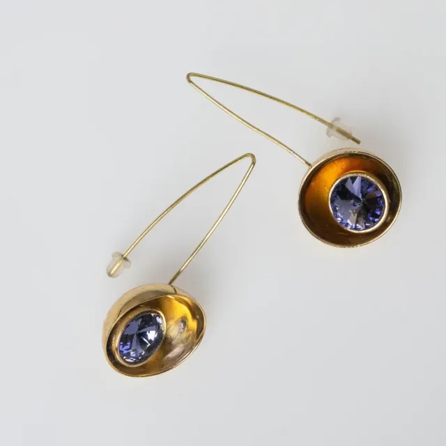 Women's Handmade Earrings Blitz | GS1898 Kalliope Brass-Purple Crystal