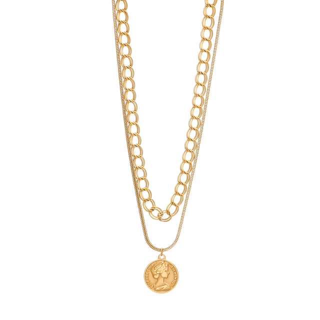 Women's Necklace-Coin HT-WKD047G Visetti Steel 316L-Gold IP