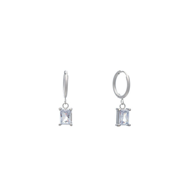 Women's Hoop Earrings WIth Charm Visetti HT-WSC066G Steel 316L-White Crystal