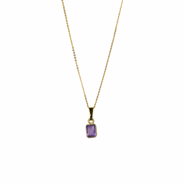 Women's Necklace Small Parallelogram KRAMA JEWELS Silver 925-Gold Plated Briole Amethyst KK01167