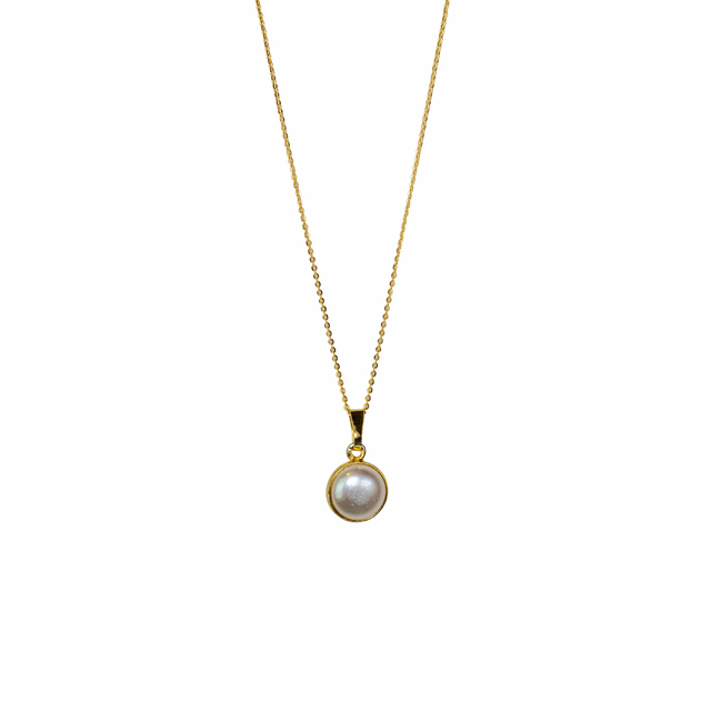 Women's Necklace  KRAMA JEWELS Silver 925-Gold Plated Pearl KK01170