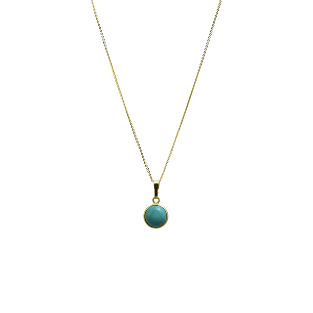 Γυναικείο Κολιέ KRAMA JEWELS Ασήμι 925-Επιχρύσωση Στρογγυλό Briole Πράσινο Τυρκουάζ KK01796