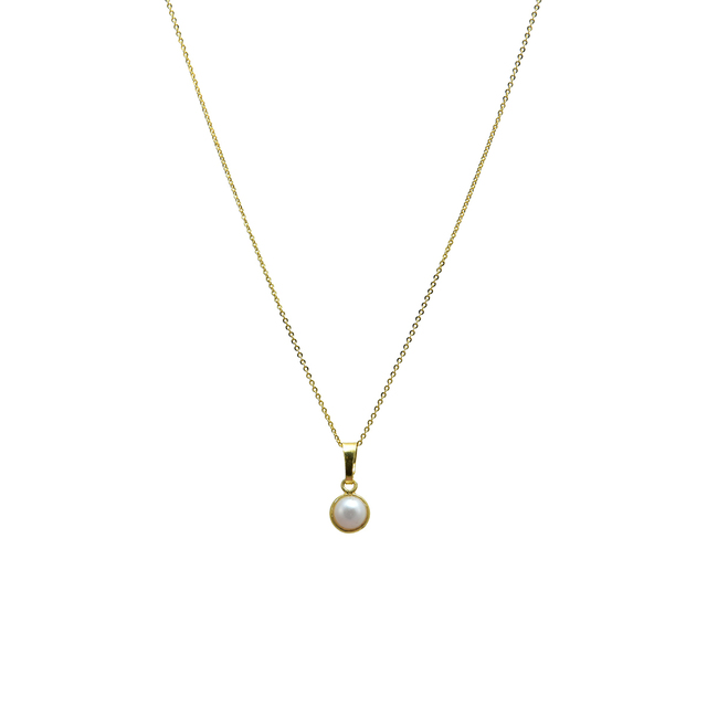 Women's Necklace Small KRAMA JEWELS Silver 925-Gold Plated Pearl KK01800