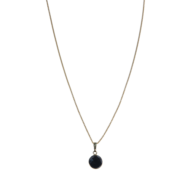 Women's Necklace  KRAMA JEWELS Silver 925-Gold Plated Round Briole Black Onyx KK0420