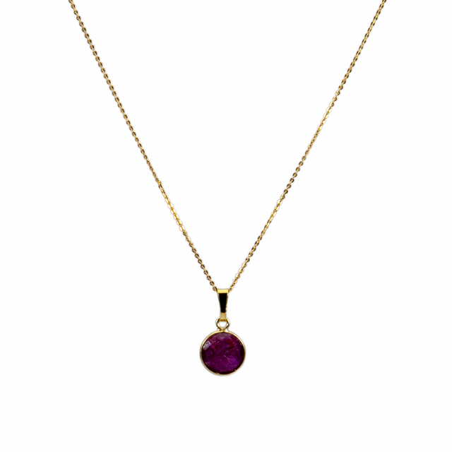 Women's Necklace  KRAMA JEWELS Silver 925-Gold Plated Round Briole Ruby KK00830