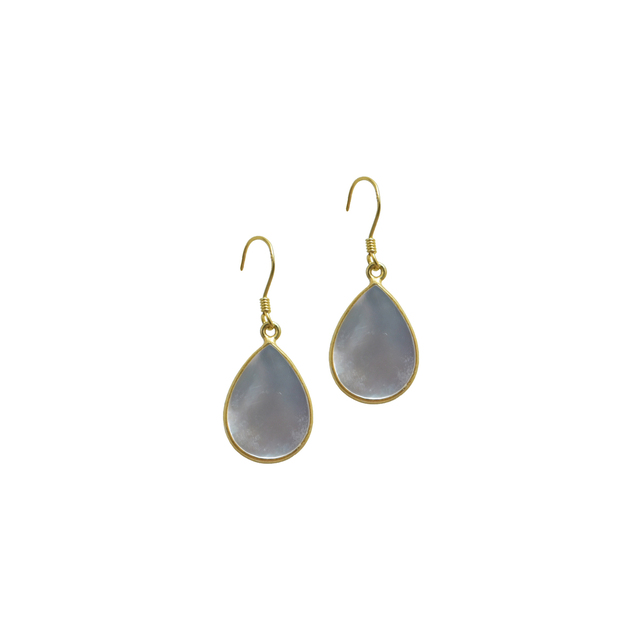 Γυναικεία Σκουλαρίκια Μεγάλο Δάκρυ KRAMA JEWELS Ασήμι 925-Επιχρύσωση Briole Λευκό Φίλντισι KS01609