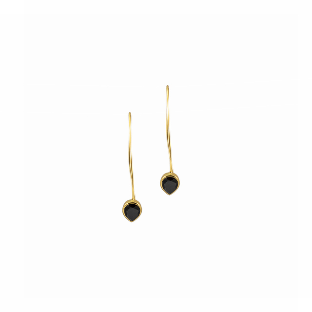 Women's Earrings KRAMA JEWELS Silver 925-Gold Plated Black Onyx KS0552
