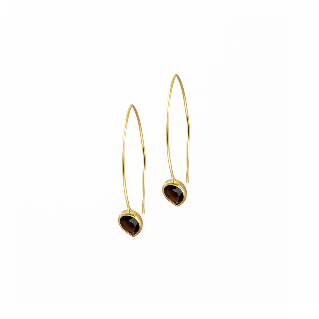 Women's Earrings KRAMA JEWELS Silver 925-Gold Plated Smoky Quartz KS05523