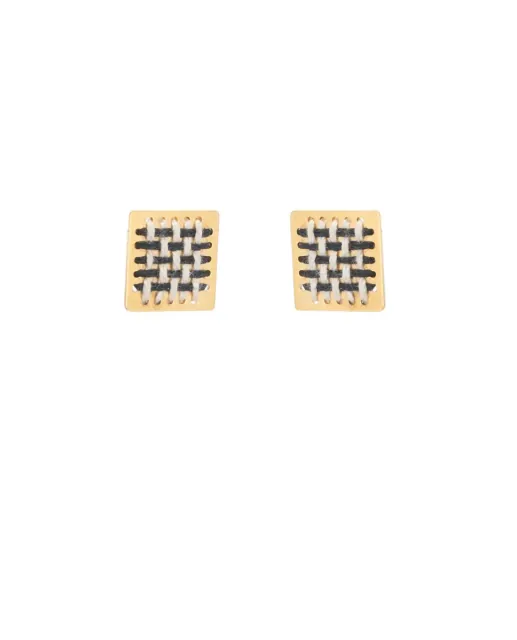 Women's Handmade Studded Square Earrings Kedima Brass-Thread MINI PSATHA LifeLikes