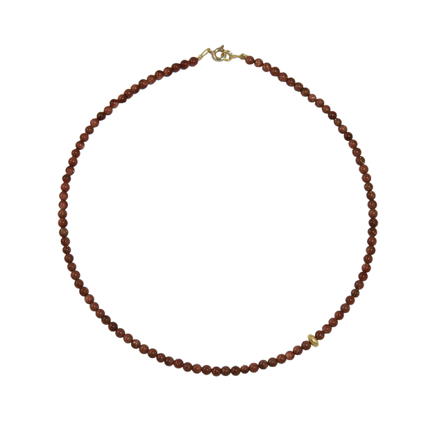 Γυναικείο Κολιέ KRAMA JEWELS Καφέ Χρυσόλιθος 4mm-Ασήμι 925 Επιχρύσωση KK01961