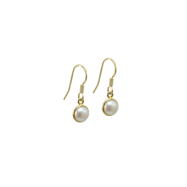 Earrings Small Pearl KRAMA JEWELS Silver 925-Gold Plated KS01756