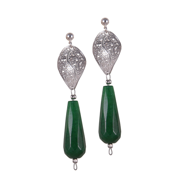 Women's Earrings Big Tear With Perforated Element KRAMA JEWELS Silver 925 Plated KS01289