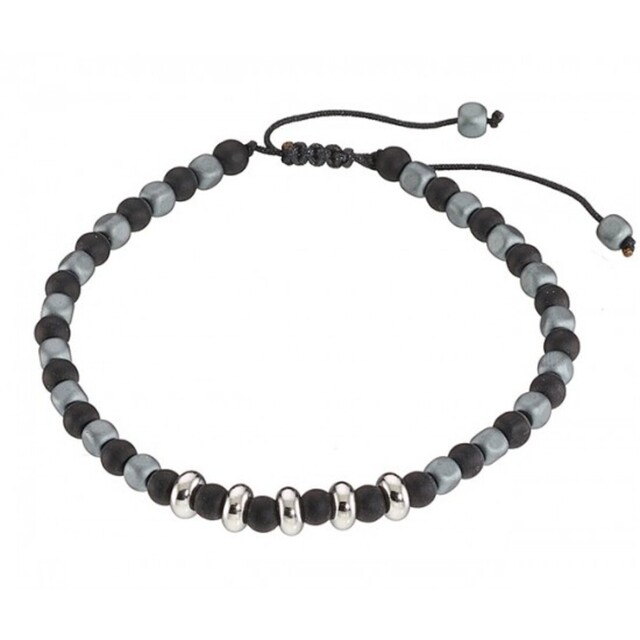 Men's Bracelet Steel 316L-Matte Black  Onyx-Matte Hematite N-00421 Artcollection