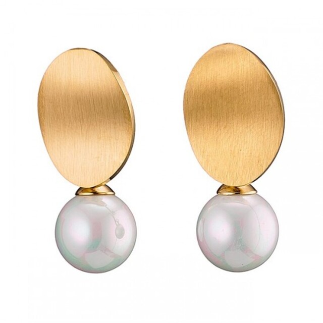 Women's Earrings Surgical Steel Gold  IP Pearl N-02053G Artcollection
