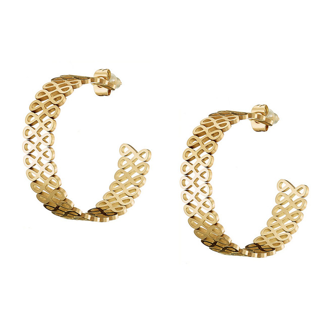 Γυναικεία σκουλαρίκια κρίκοι ατσάλι κίτρινο χρυσό IP N-02176G