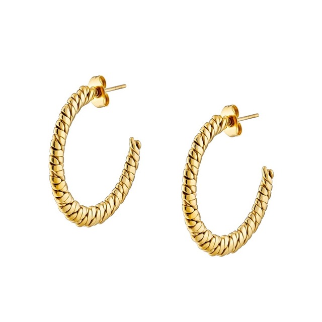 Women's Twisted Hoop Earrings Surgical Steel 316L N-02236 Artcollection