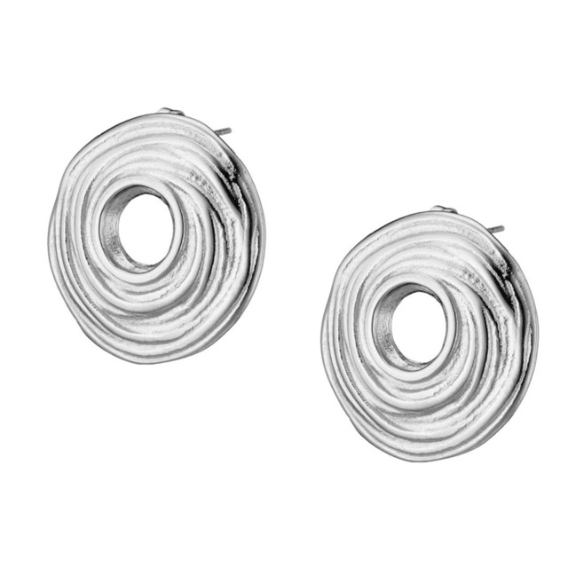 Women's Earrings Circle With Embossed Element 316L Steel N-02334 Artcollection