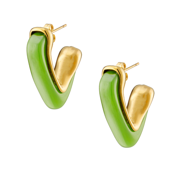 Women's Hoop Earrings With Colored Stone Steel Gold IP N-02359 Artcollection