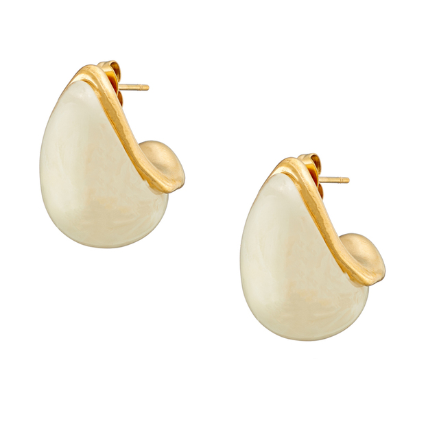 Women's  Earrings Teardrop With Colored Stone Steel Gold IP N-02360 Artcollection