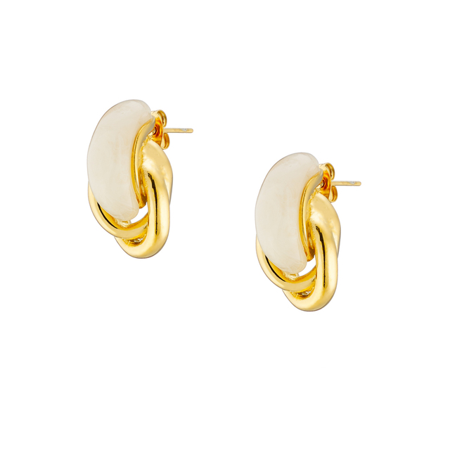 Γυναικεία Καρφωτά Σκουλαρίκια  Με Χρωματιστή Πέτρα Ατσάλι Χρυσό IP N-02363 Artcollection