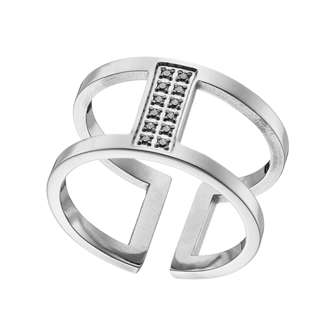Women's Ring Steel-White Zircon  N-02483 Artcollection