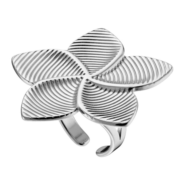 Women's Ring Flower Striped Steel 316L N-02567 Artcollection