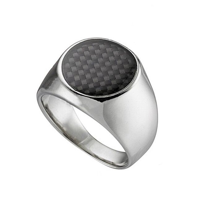 Men's Ring Black Carbon Fiber Steel N-03954 Artcollection