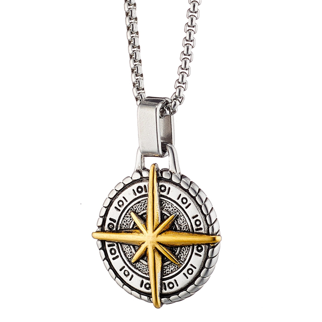 Men's Compass Necklace 316L-Gold IP Steel N-04329G  Artcollection