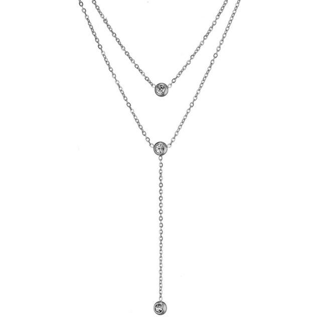 Women's Surgical Steel Tie-Double Necklace N-07131 Artcollection