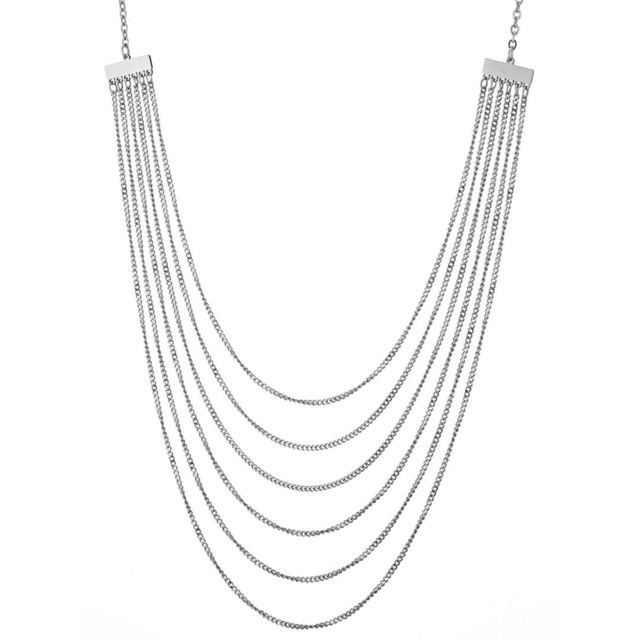 Women's Long Necklace With Chains N-07280 Artcollection Steel 316L