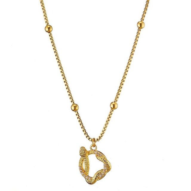 Women's Snake Element Necklace N-07281G Artcollection Steel 316L-Gold Plating IP And White Zircons cz
