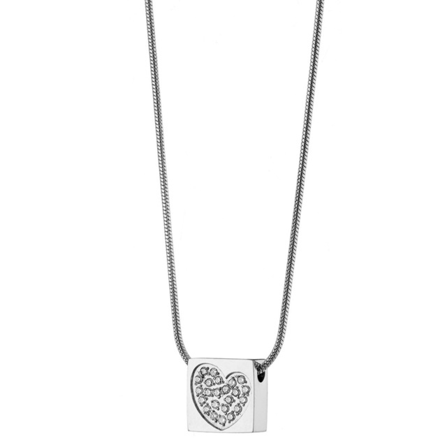 Women's Heart Necklace 316L Steel-White Zircons N-07323 Artcollection