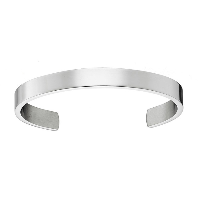 Unisex Open Bangle Bracelet  Oval Glossy Steel N-00200 10MM Artcollection
