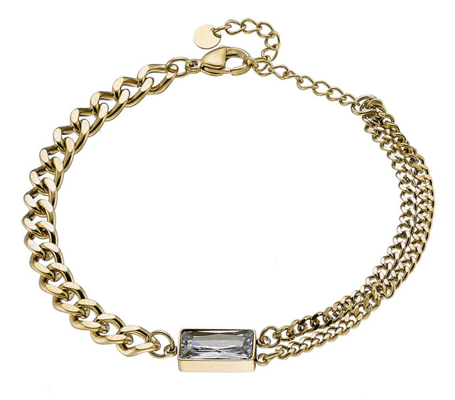 Women's Bracelet N-00955G Artcollection Steel 316L- Gold IP-White Crystal Stone
