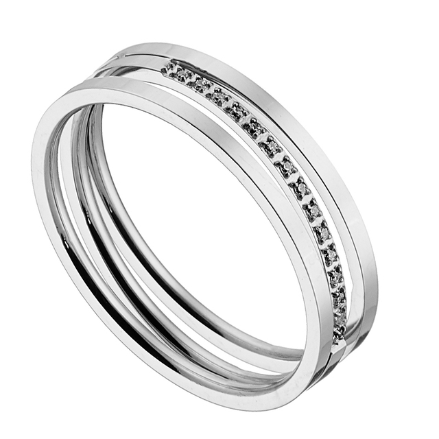 Women's Ring White Crystals Steel 316L  N-02456