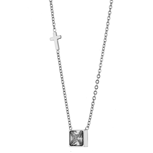 Women's Necklace N-07168 Artcollection Steel 316L-White Zircon