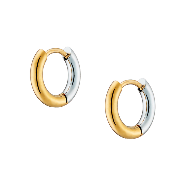 Women's Two Tone Hoop Earring Steel 316L NE-02354 Artcollection