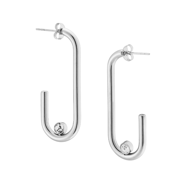 Women's Hoop Earrings Surgical Steel With White Crystal 316L NE-02364 Artcollection