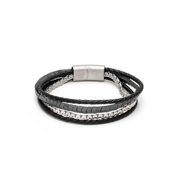 Men's Bracelet Visetti SU-BR034SB 316L-Black Leather