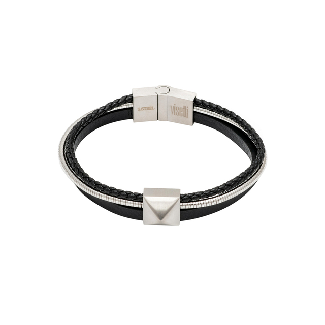 Men's Bracelet Visetti SU-BR036SB Steel 316L Black Leather