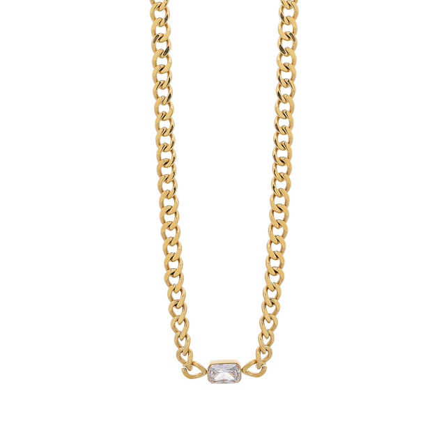 Women's Necklace Visetti SU-WKD065G Steel 316L Gold IP With White Crystal