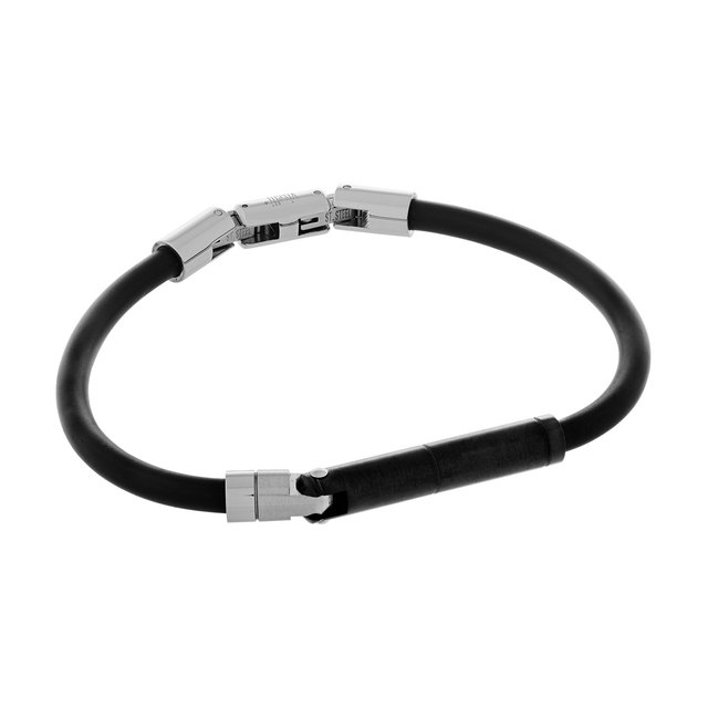 Men's Bracelet Visetti Steel Black IP-Thin Black Rubber