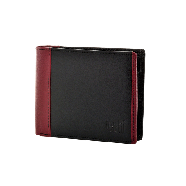 Ανδρικό Πορτοφόλι Visetti XL-WA024RB Γνήσιο Δέρμα Μαύρο- Κόκκινο