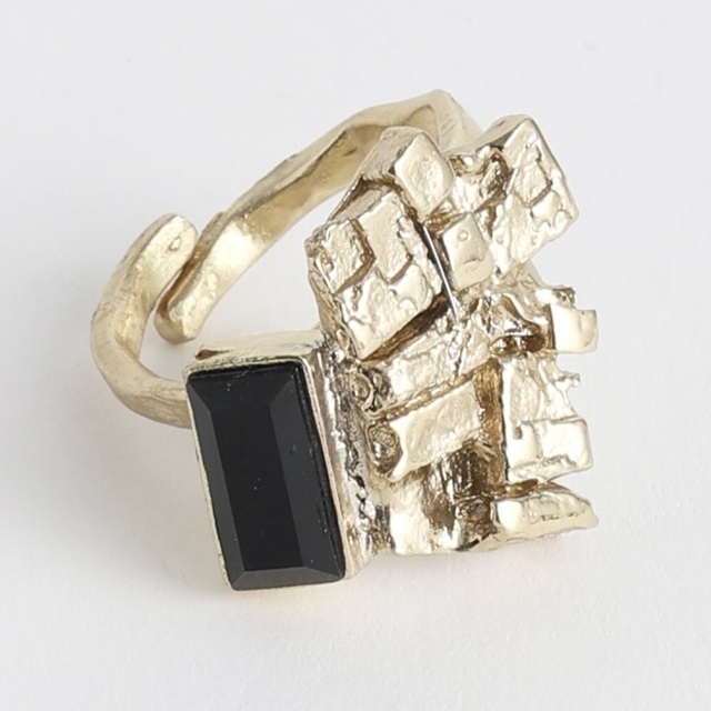 Women's Handmade Ring Boogie GD1638-101-310 Kalliope Brass-Black Crystal