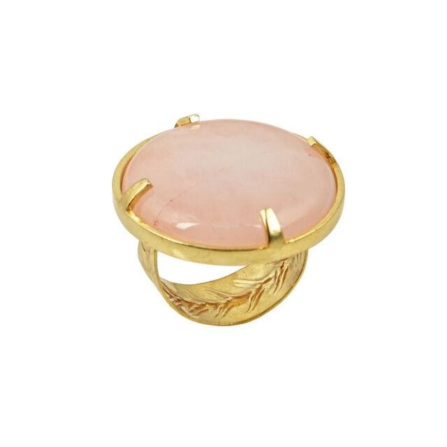 Women's Handmade Ring SCABIOSA Desperate Design Bronze-Pink Agate